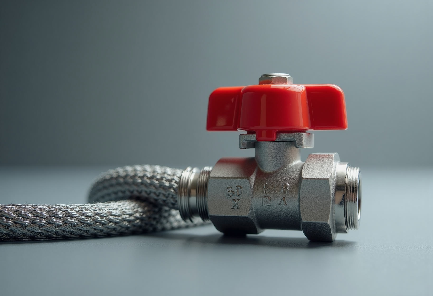 Braided flex and a quarter-turn stop